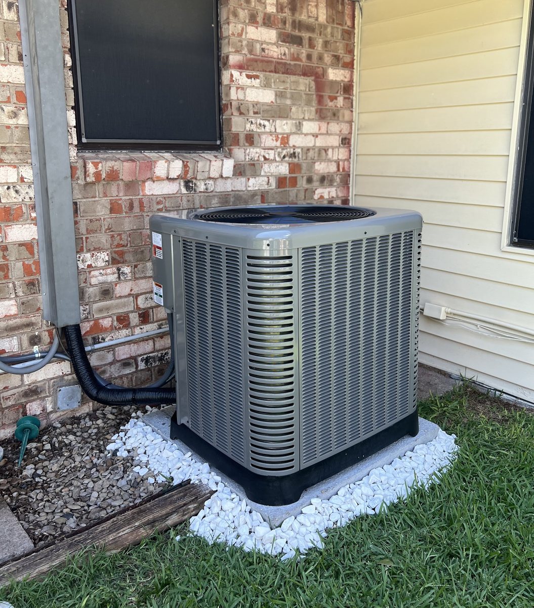 A newly installed condenser at a Collin County home, one of ATC's own jobs