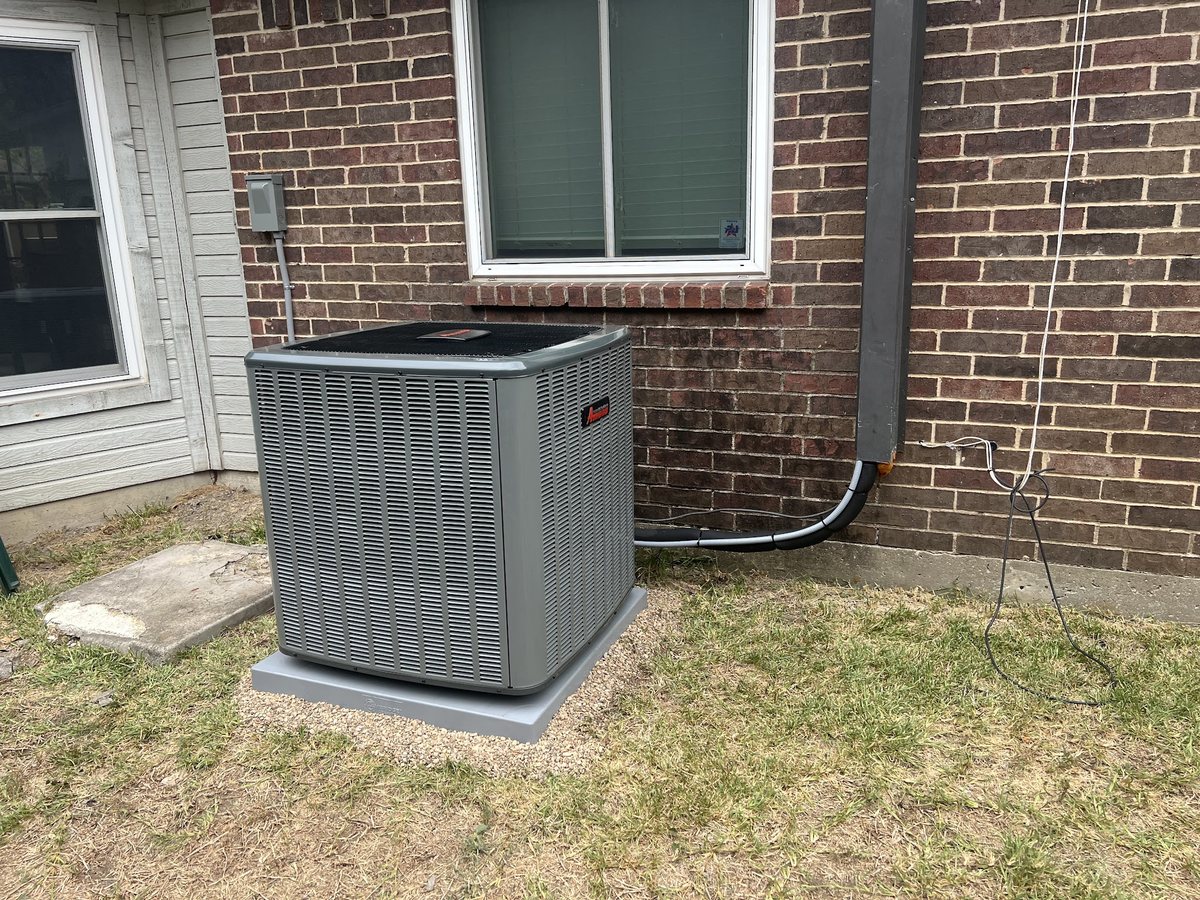 A newly installed condenser at a North Texas home